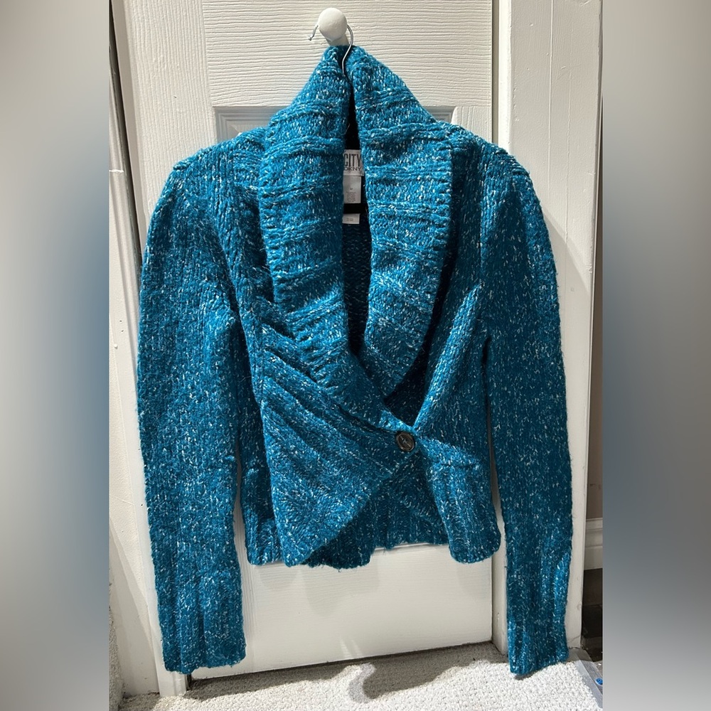 SALE 💙 DKNY 💙 Vintage Teal Textured Knit Cardigan M